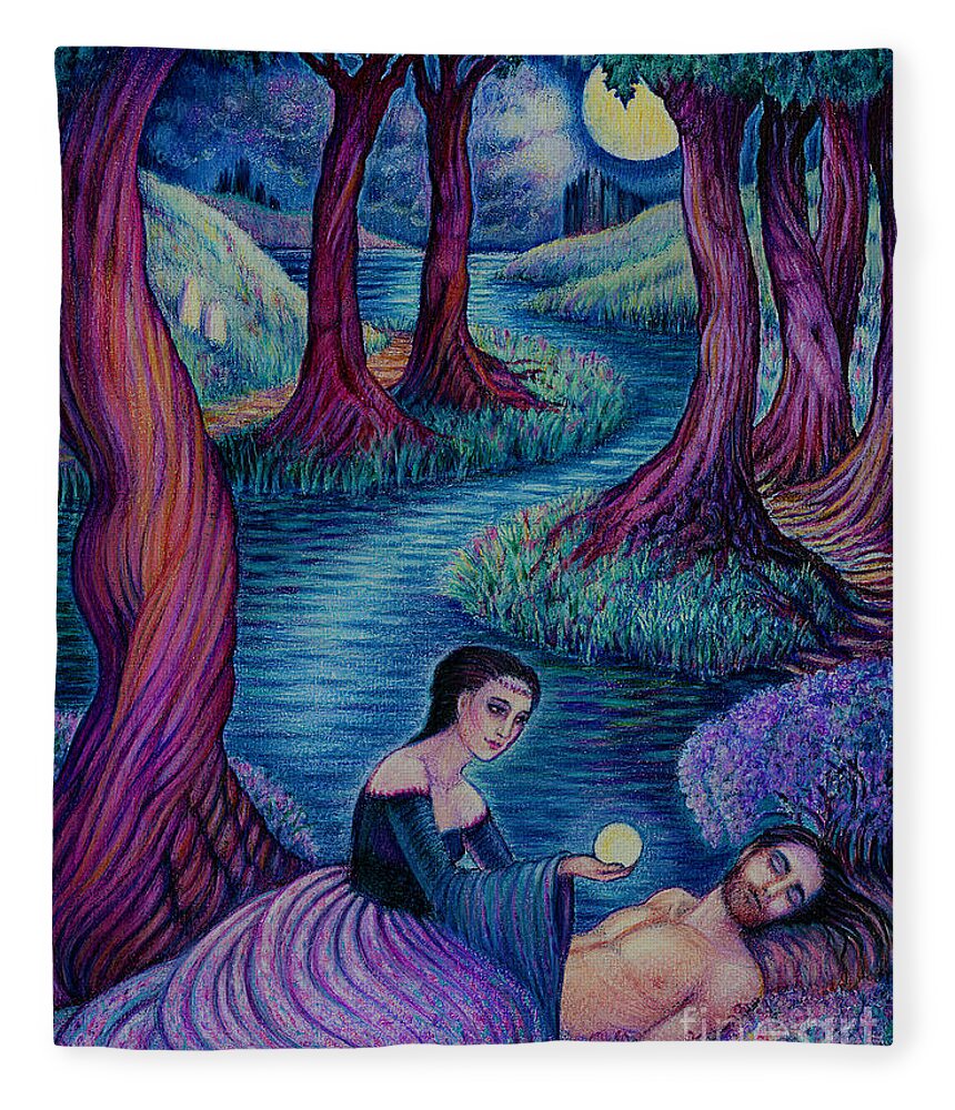 Drawing Fleece Blanket featuring the drawing The Awakening by Debra Hitchcock