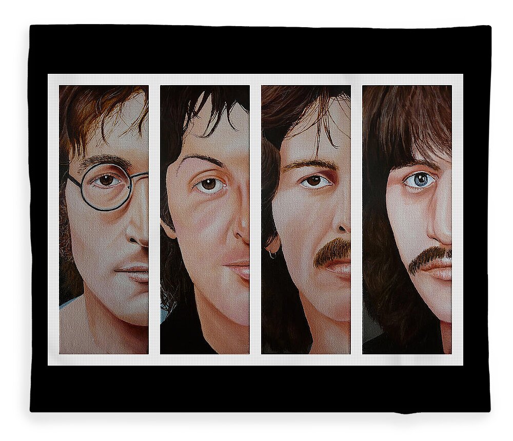 The Beatles Fleece Blanket featuring the painting The Beatles by Vic Ritchey