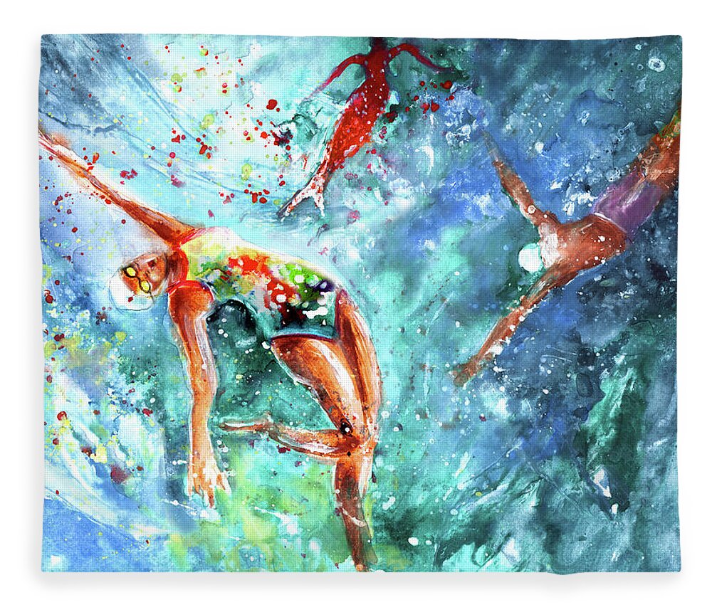 Sports Fleece Blanket featuring the painting The Blood Of A Siren by Miki De Goodaboom