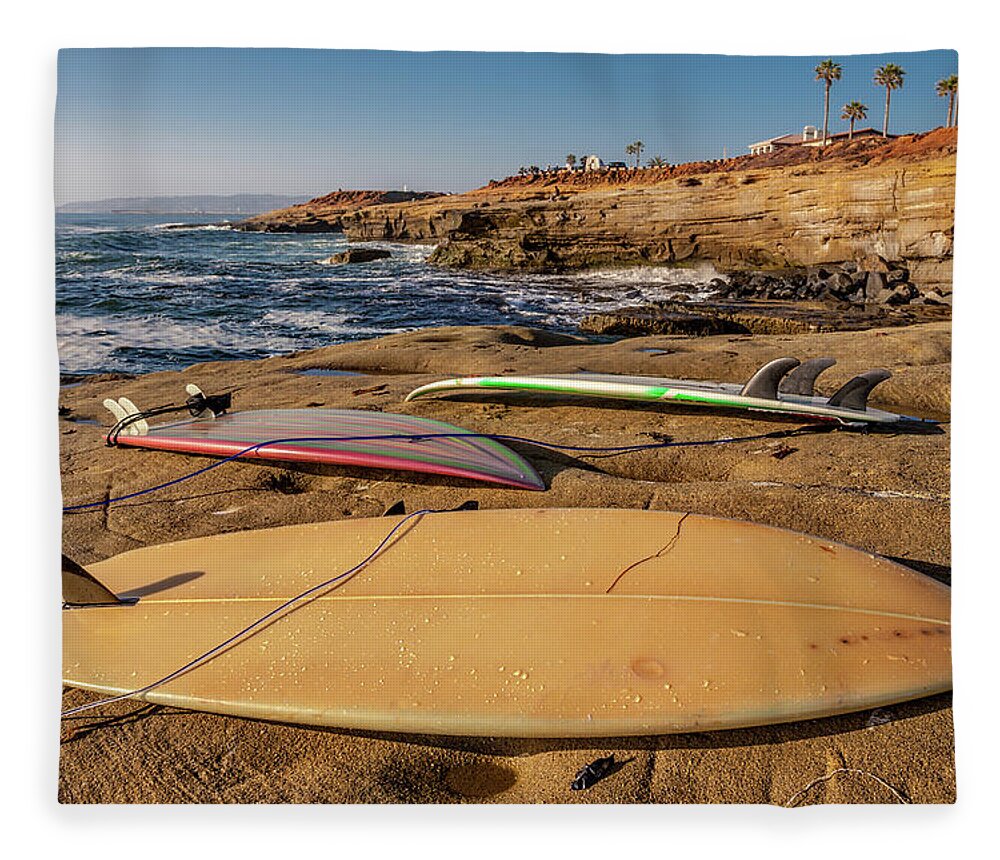 Surfboards Fleece Blanket featuring the photograph The Boards by Peter Tellone