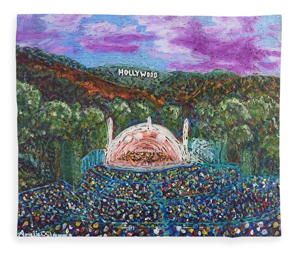 Hollywood Bowl Fleece Blanket featuring the painting The Bowl by Amelie Simmons