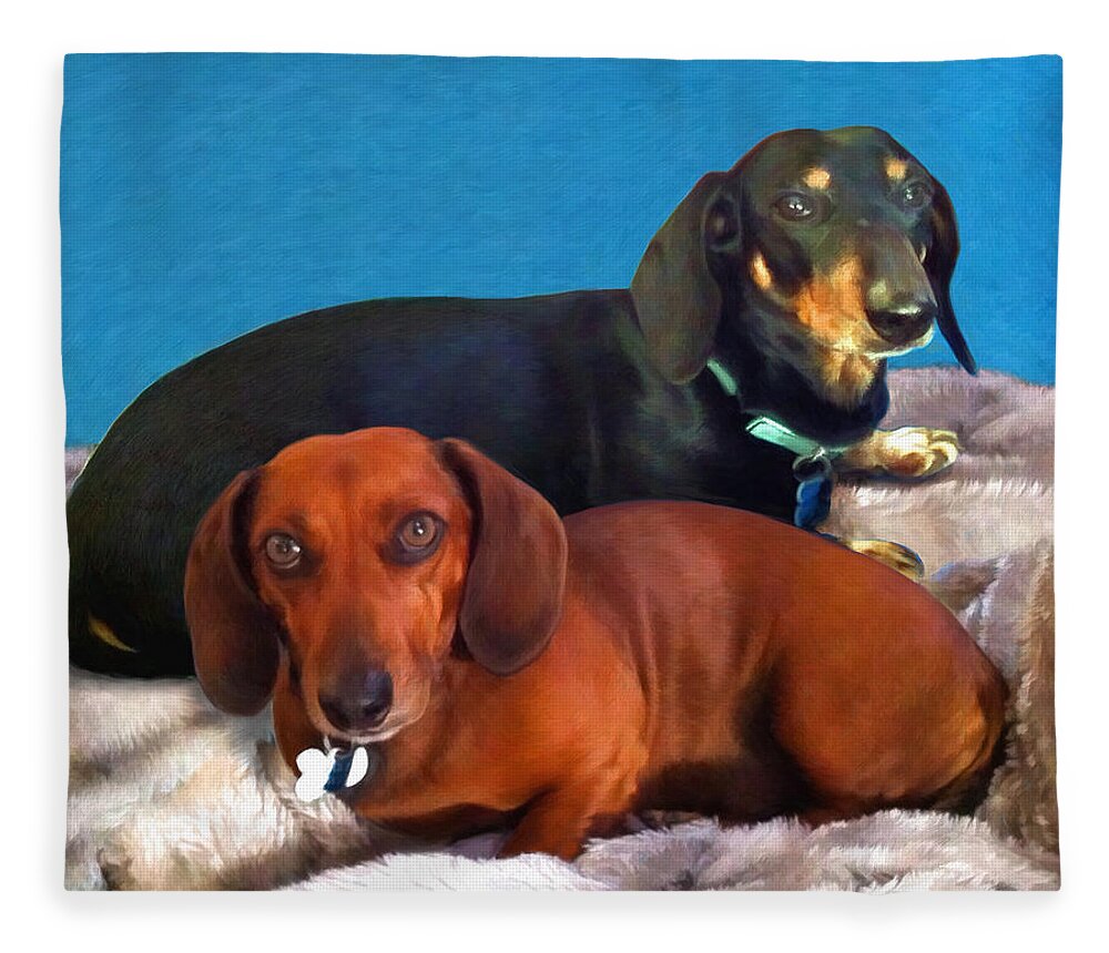 Dogs Fleece Blanket featuring the painting The Boys by Snake Jagger