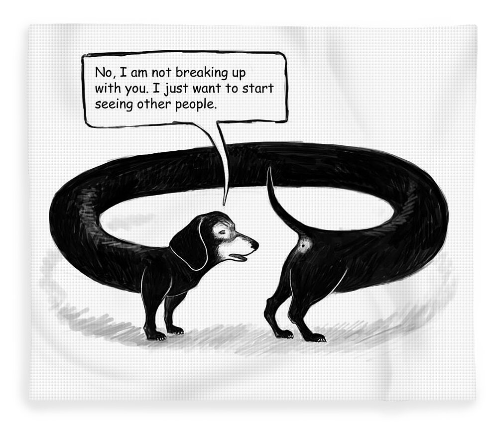 Dog Fleece Blanket featuring the drawing The Break Up by Yom Tov Blumenthal
