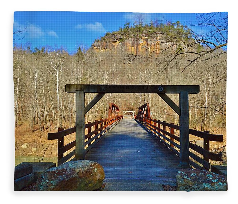 Featured Fleece Blanket featuring the photograph The Bridge to the Butte by Stacie Siemsen