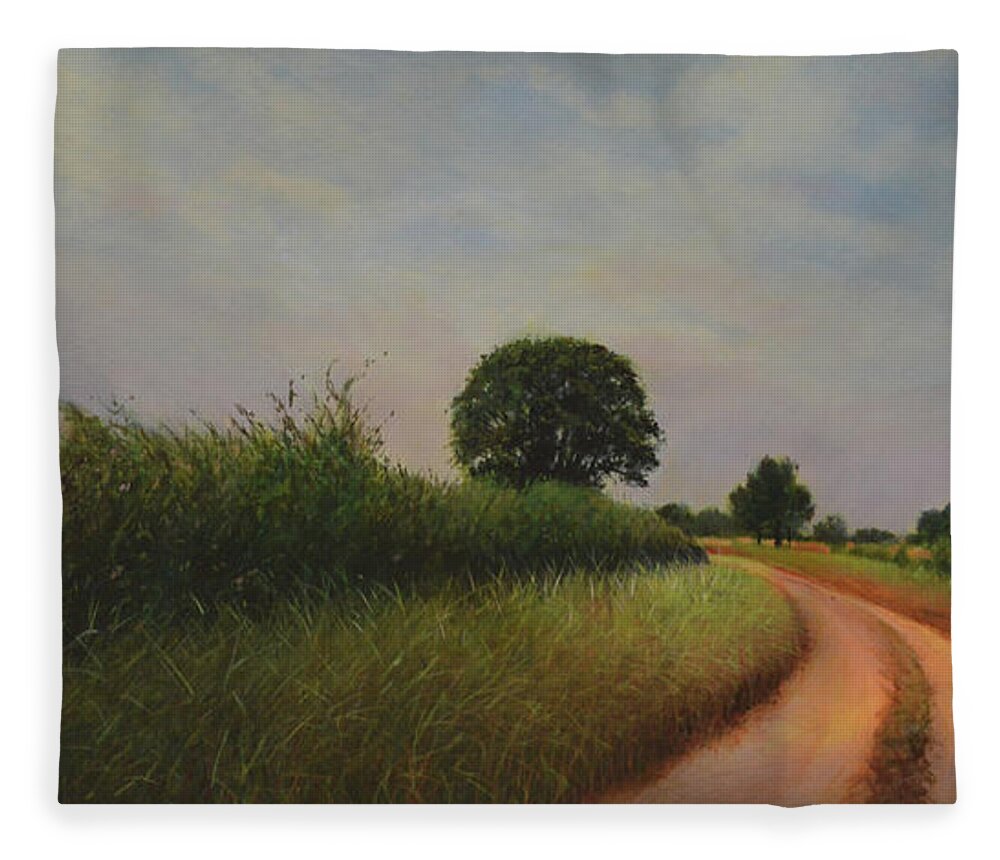 Original Fleece Blanket featuring the painting The Brighter Road Ahead by Blue Sky