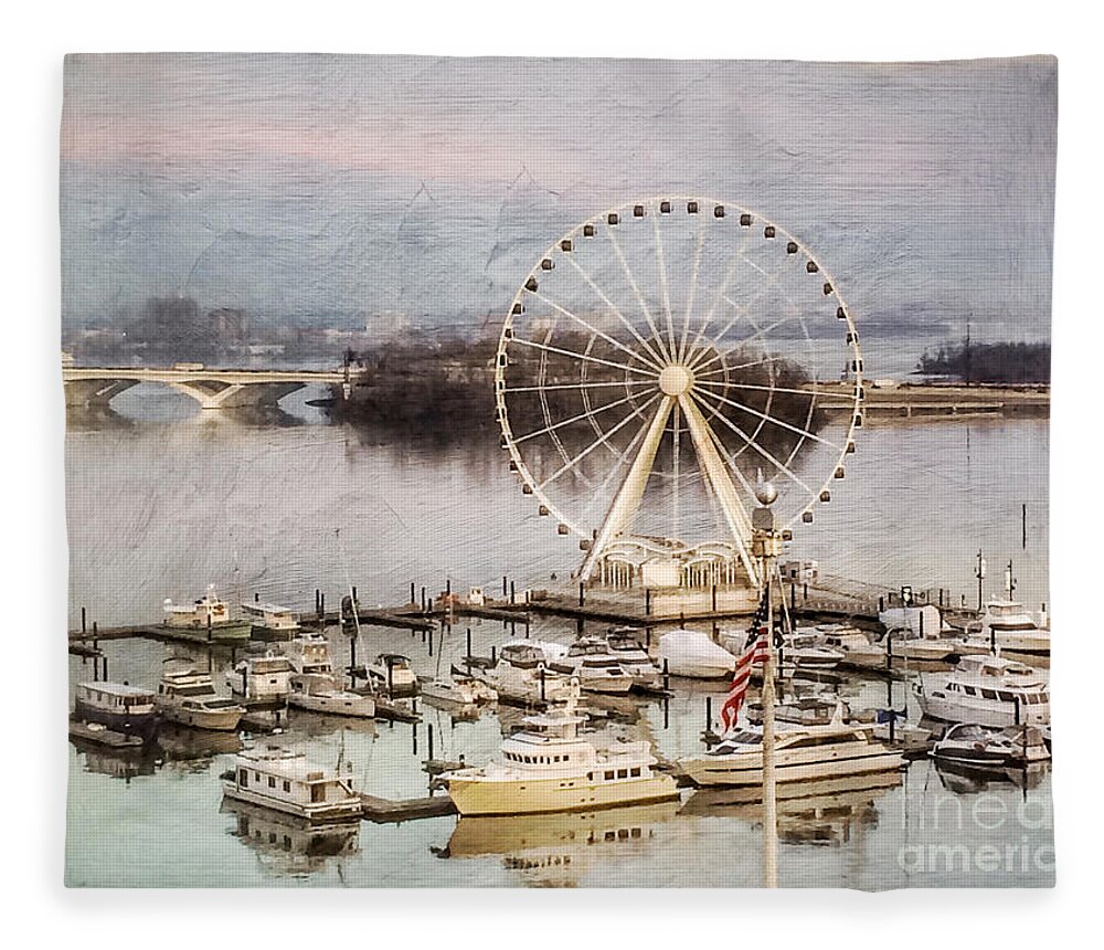 Capital Wheel Fleece Blanket featuring the photograph The Capital Wheel At National Harbor by Kerri Farley