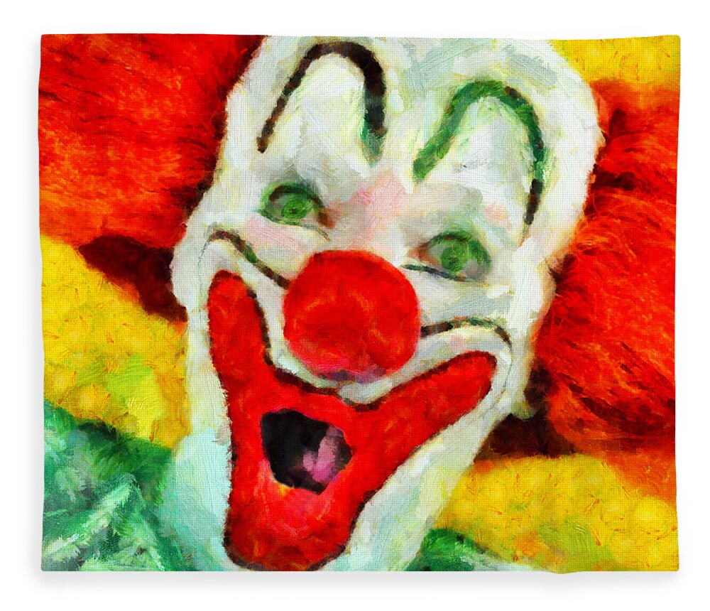 The Clown Fleece Blanket featuring the painting The clown by George Rossidis