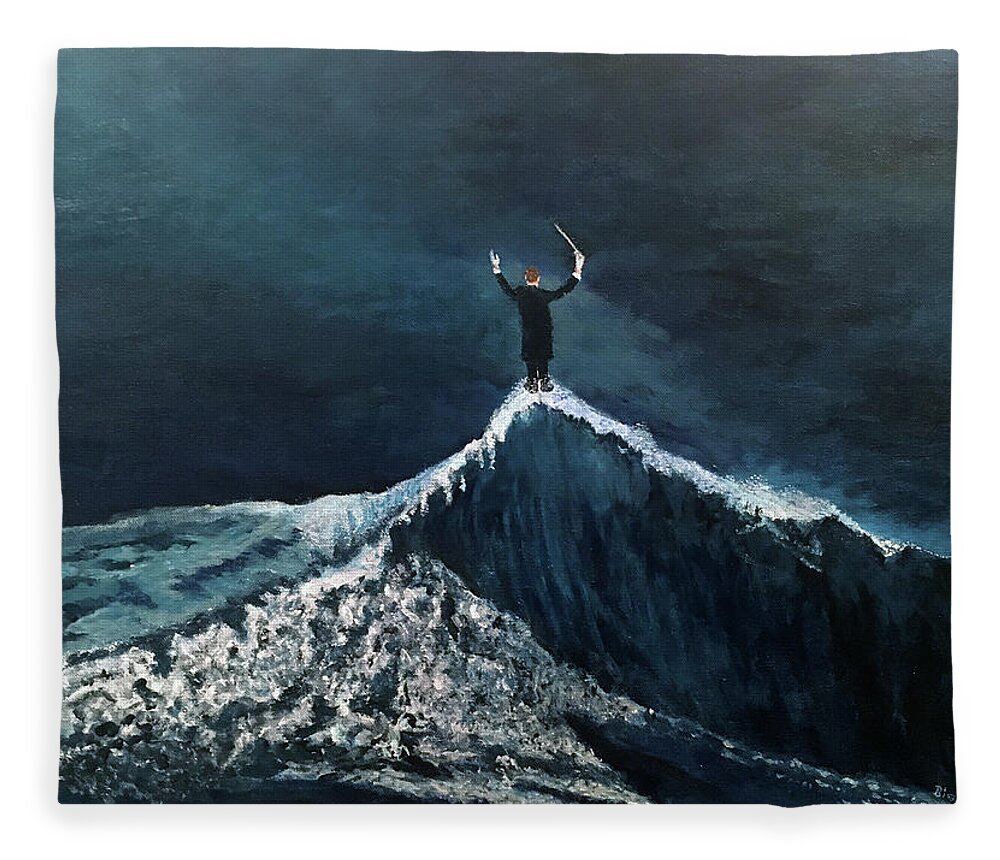 Surrealism Fleece Blanket featuring the painting The Conductor by Thomas Blood