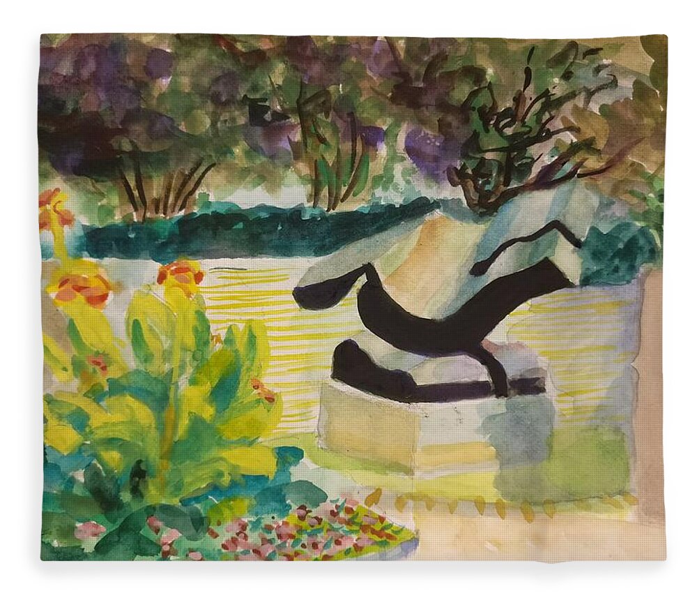 Architectural Fleece Blanket featuring the painting The Corinthian Garden by Nicolas Bouteneff