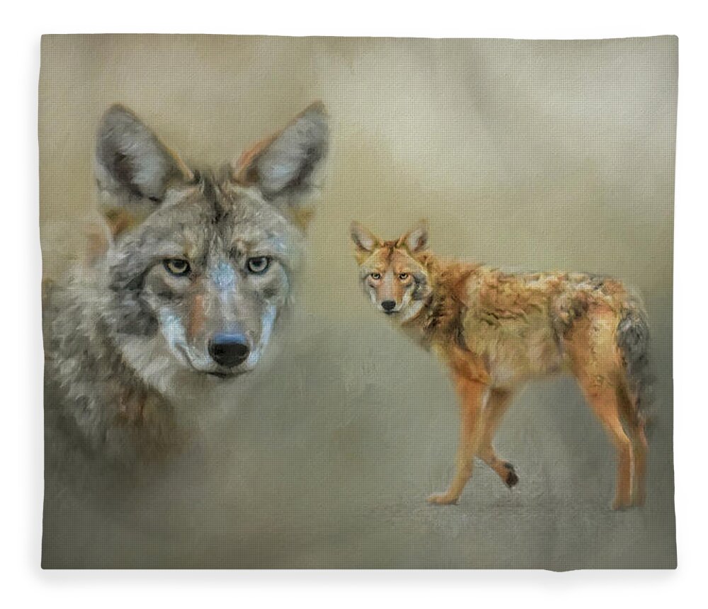 Jai Johnson Fleece Blanket featuring the photograph The Coyotes of Shiloh by Jai Johnson