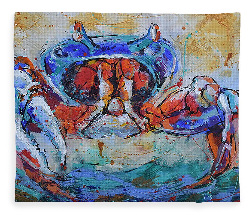 Crab Fleece Blanket featuring the painting The Crab by Jyotika Shroff