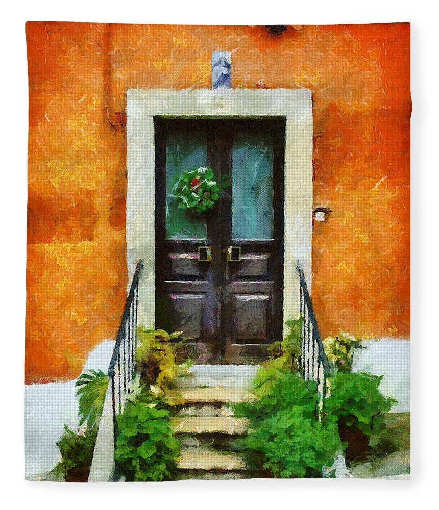 Painting Fleece Blanket featuring the painting The Door by Dimitar Hristov