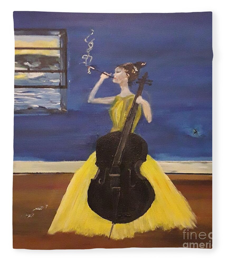 Woman In A Yellow Dress Fleece Blanket featuring the painting The Dress Rehearsal by Denise Morgan