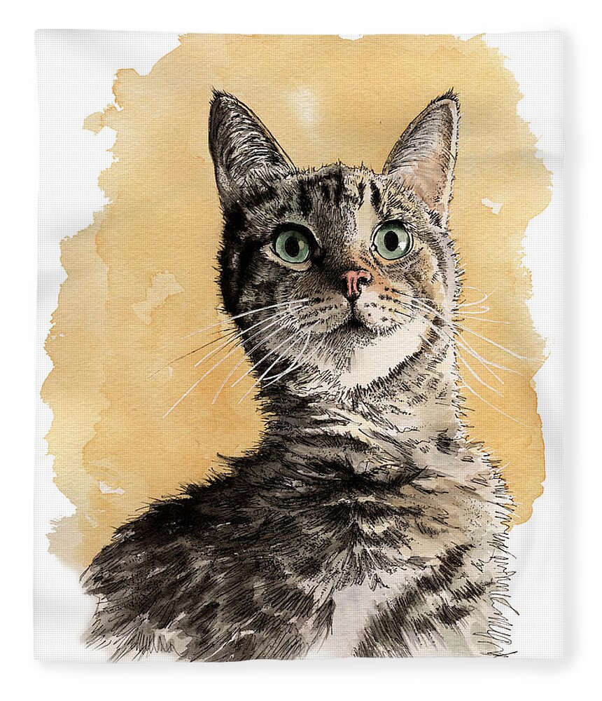 Cat Fleece Blanket featuring the painting The Earl of Australia by Louise Howarth