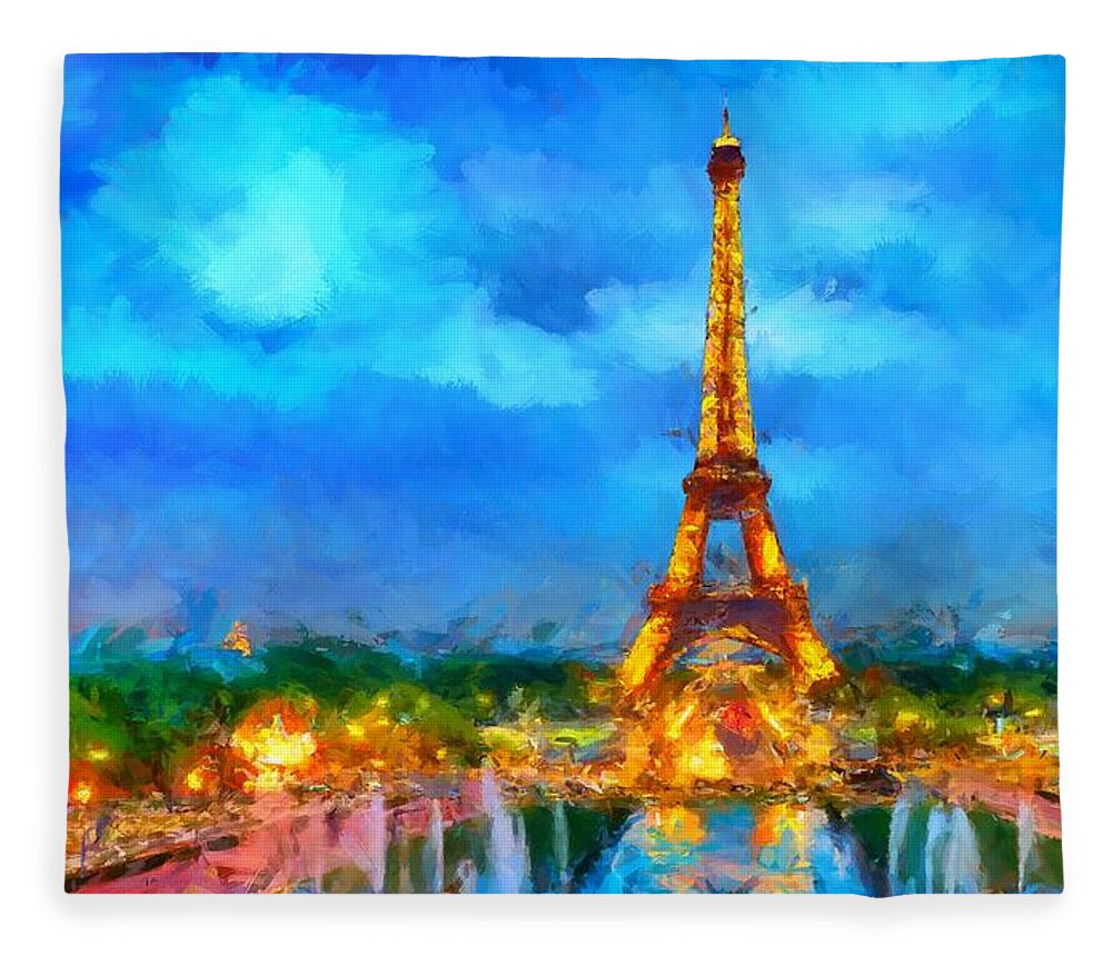 Eiffel Tower Fleece Blanket featuring the digital art The Eiffel Tower by Caito Junqueira