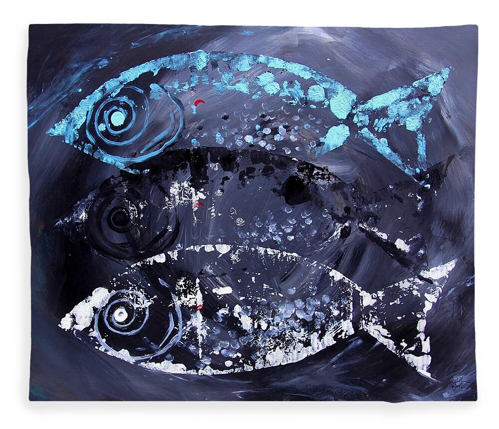 Fish Fleece Blanket featuring the painting The End of This is Near by J Vincent Scarpace