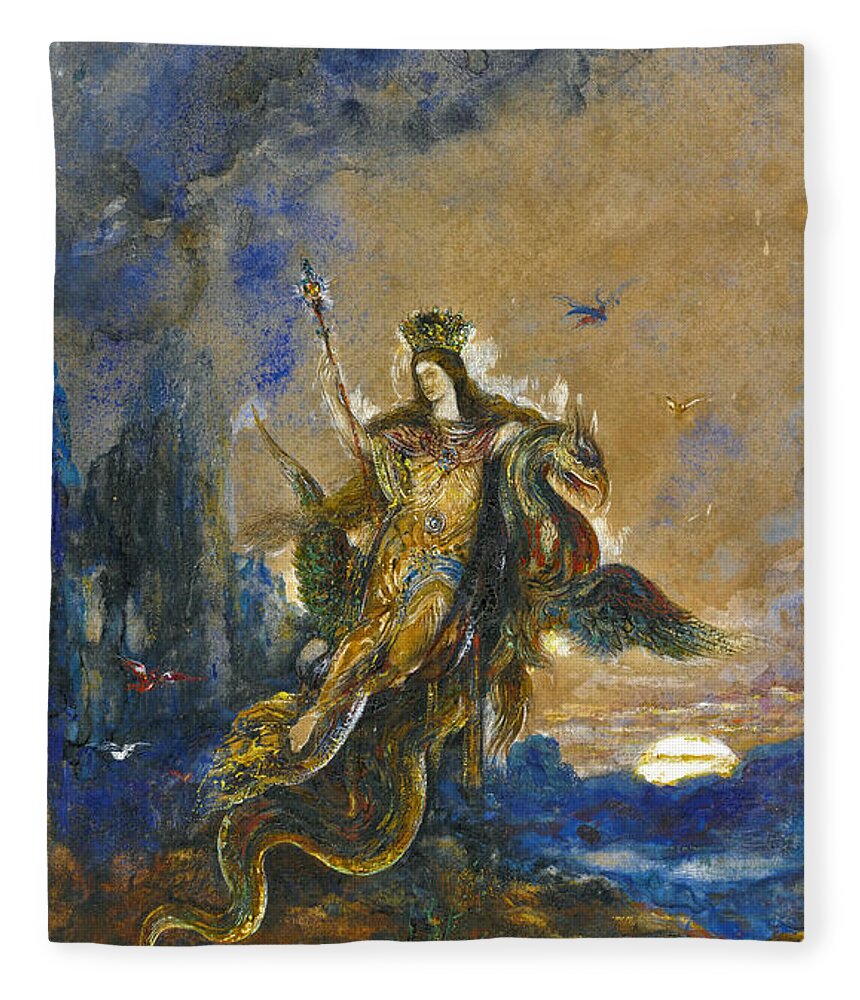 Gustave Moreau Fleece Blanket featuring the drawing The Fairy by Gustave Moreau