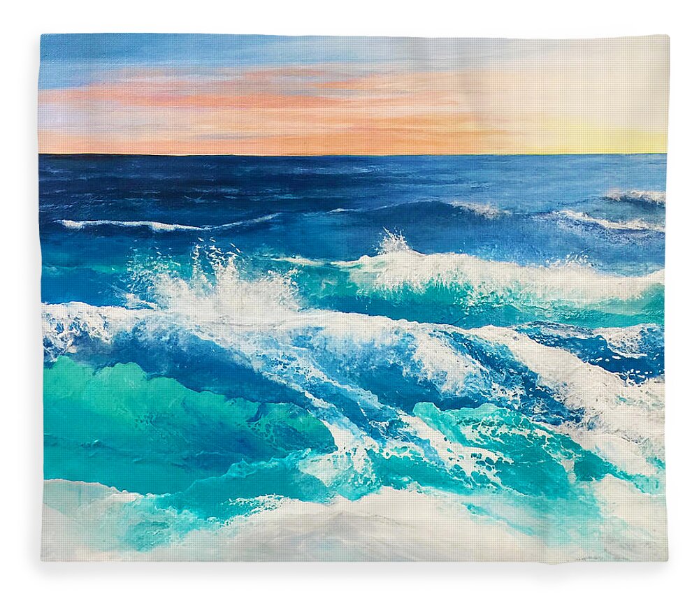 Ocean Fleece Blanket featuring the painting The Farthest Oceans by Linda Bailey