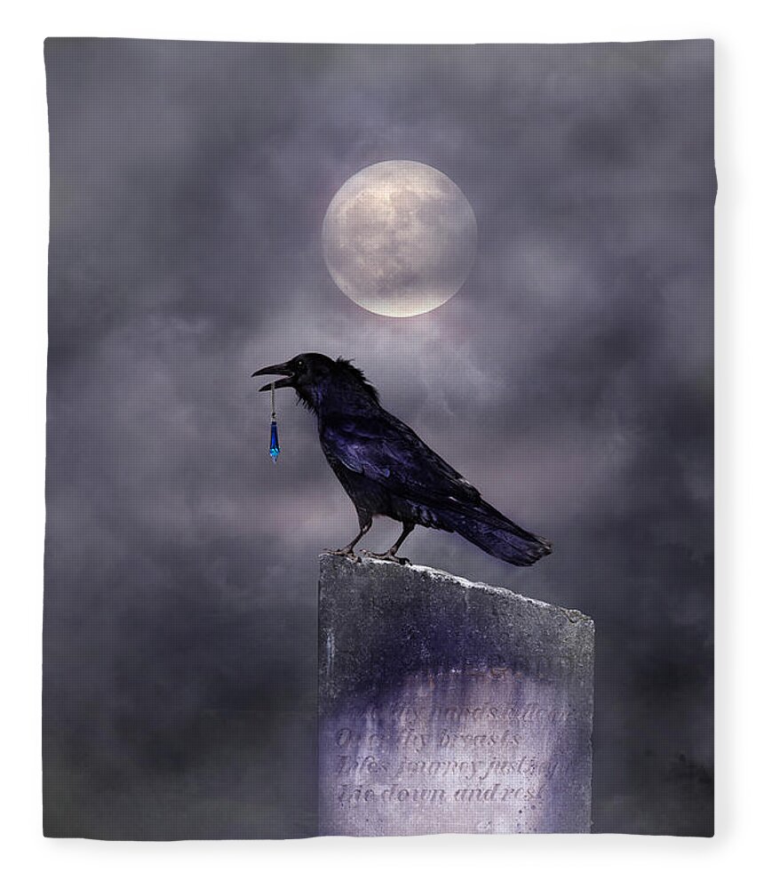 Crow Fleece Blanket featuring the digital art The Gift by Jim Hatch
