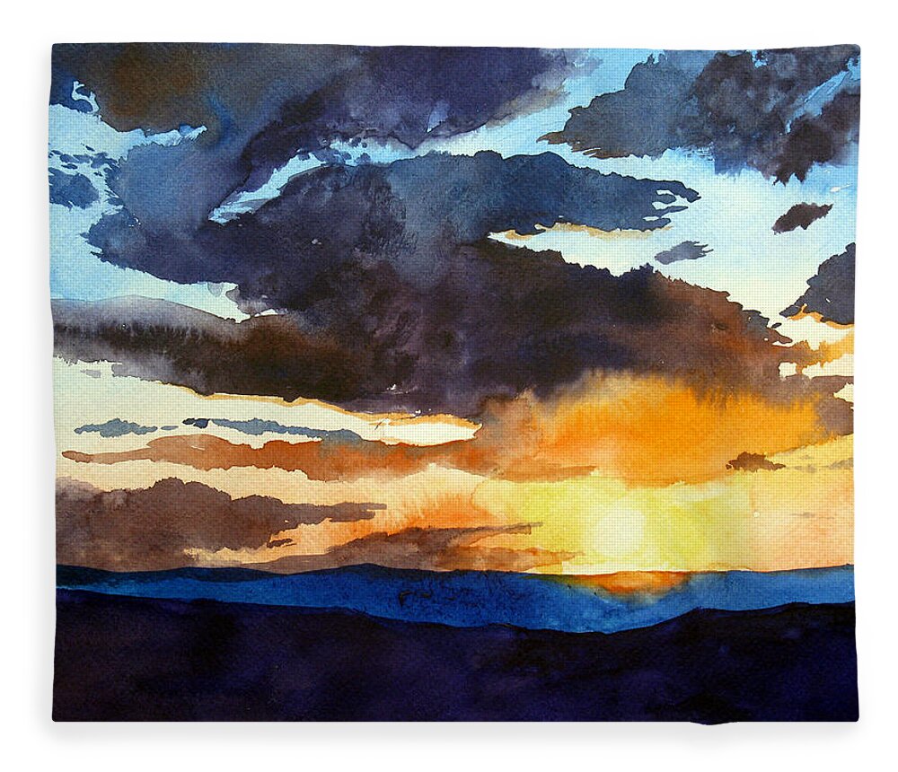 Sunset Fleece Blanket featuring the painting The Glory of the Sunset by Christopher Shellhammer