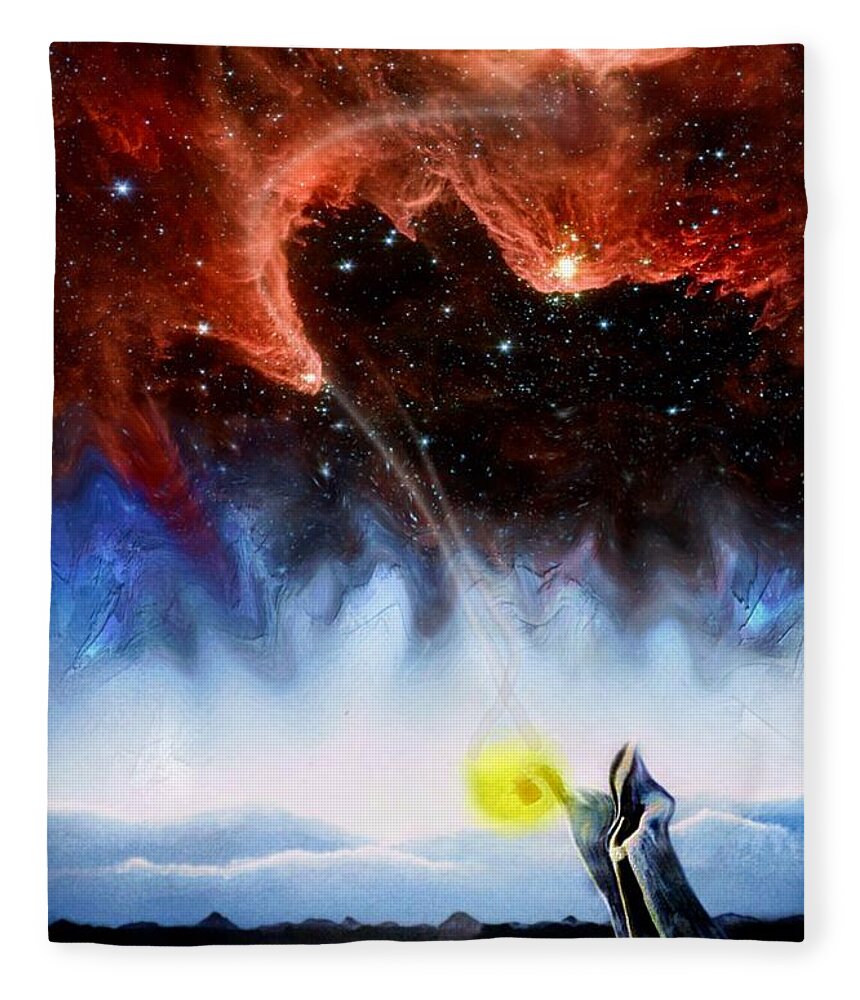Fantasy Image Fleece Blanket featuring the painting The Hermit's Path by David Neace