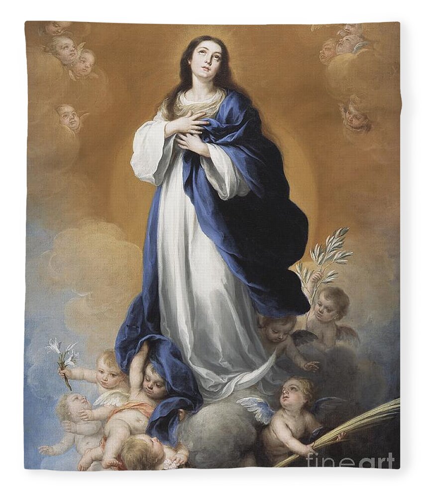 The Fleece Blanket featuring the painting The Immaculate Conception by Bartolome Esteban Murillo