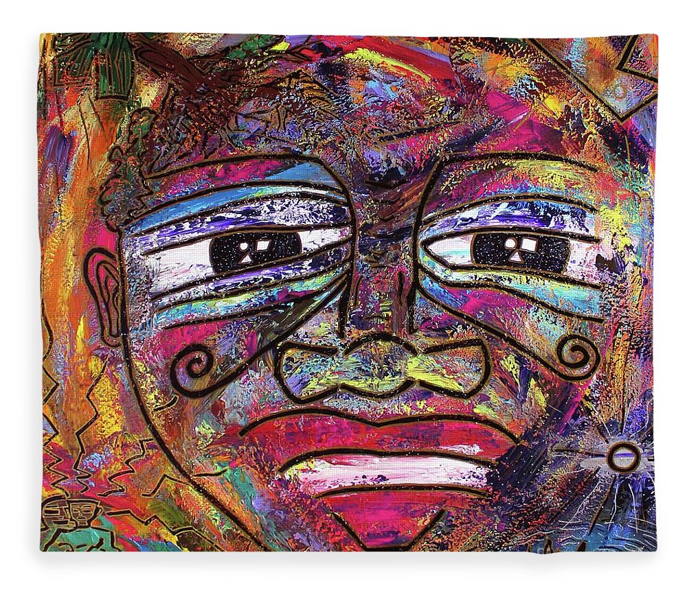 Art Fleece Blanket featuring the painting The Indigo Child by Odalo Wasikhongo