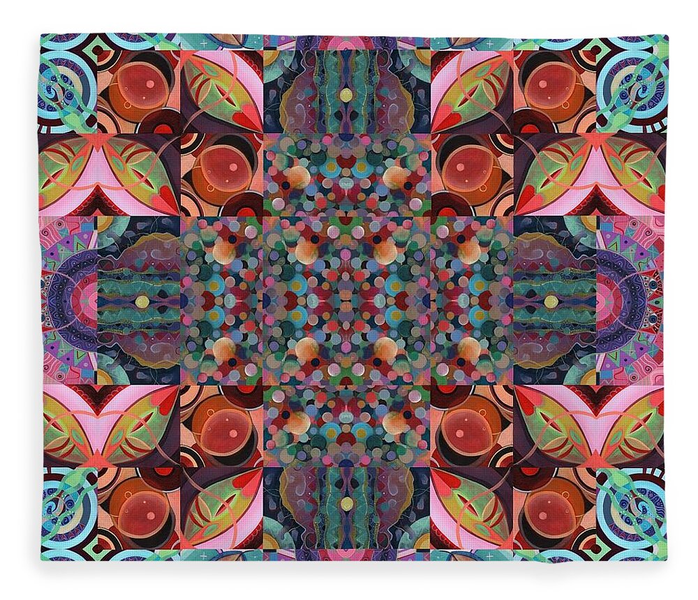 The Joy Of Design Mandala Series Puzzle 7 Arrangement 4 By Helena Tiainen Fleece Blanket featuring the mixed media The Joy of Design Mandala Series Puzzle 7 Arrangement 4 by Helena Tiainen