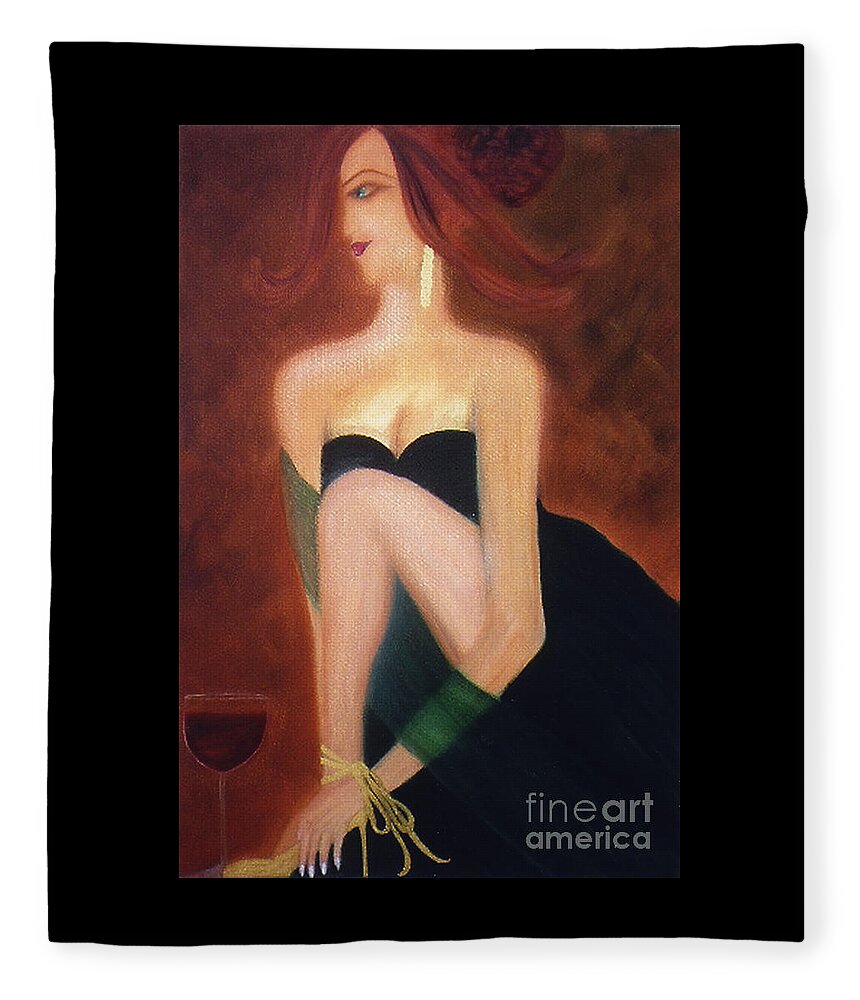 Wine Fleece Blanket featuring the painting The Magic and Mystery of Merlot by Artist Linda Marie