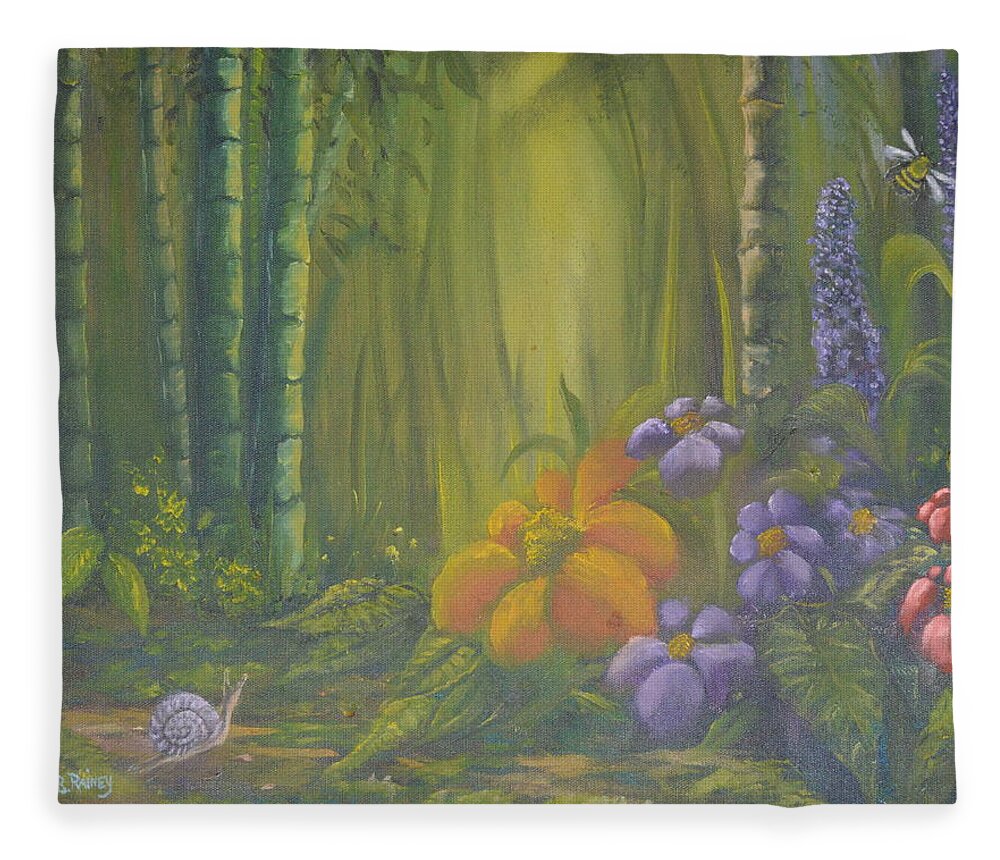 Forest Fleece Blanket featuring the painting The Morning Commute by Rod B Rainey