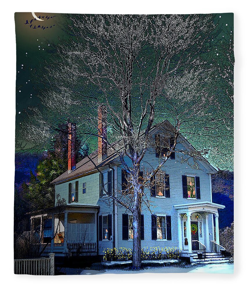 Vermont Fleece Blanket featuring the digital art The Noble House by Nancy Griswold