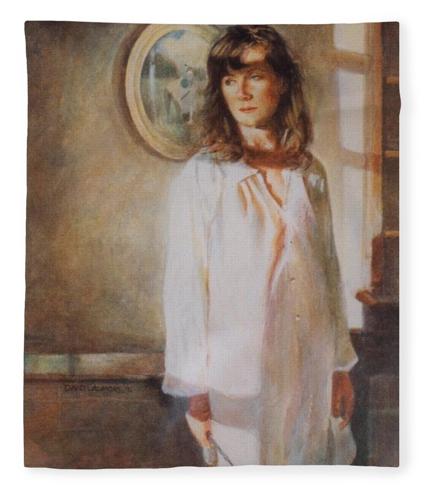 Portrait Fleece Blanket featuring the painting The Old Watercolour by David Ladmore