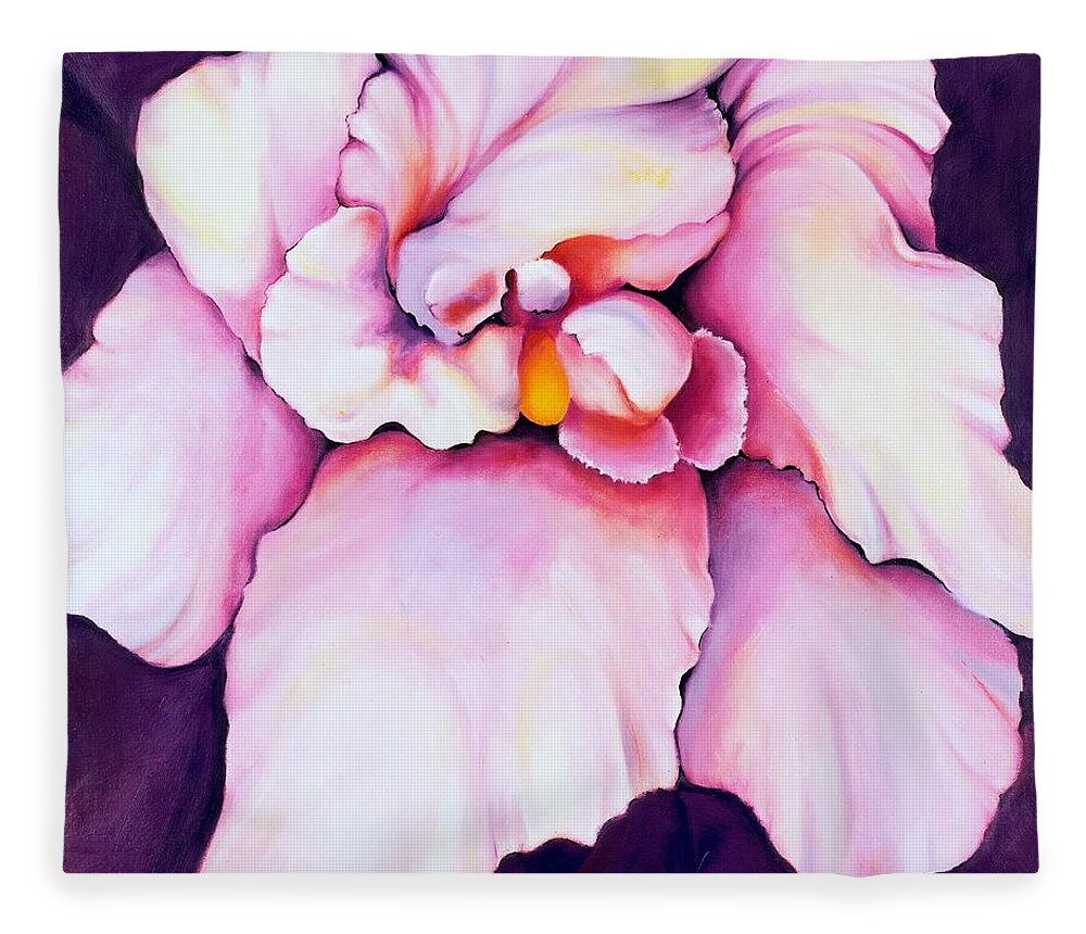 Orcdhid Bloom Artwork Fleece Blanket featuring the painting The Orchid by Jordana Sands