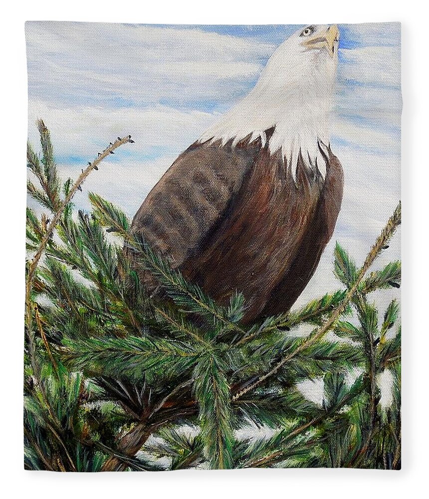 Eagle Fleece Blanket featuring the painting The Oversee'er by Marilyn McNish