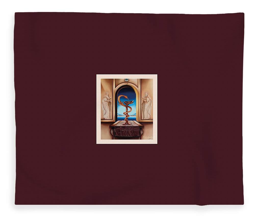 Asclepius Fleece Blanket featuring the painting Surreal The Physician by Johannes Murat