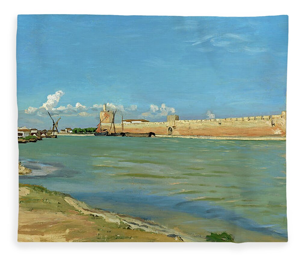 Artist Fleece Blanket featuring the painting The Ramparts at Aigues Mortes by Frederic Bazille