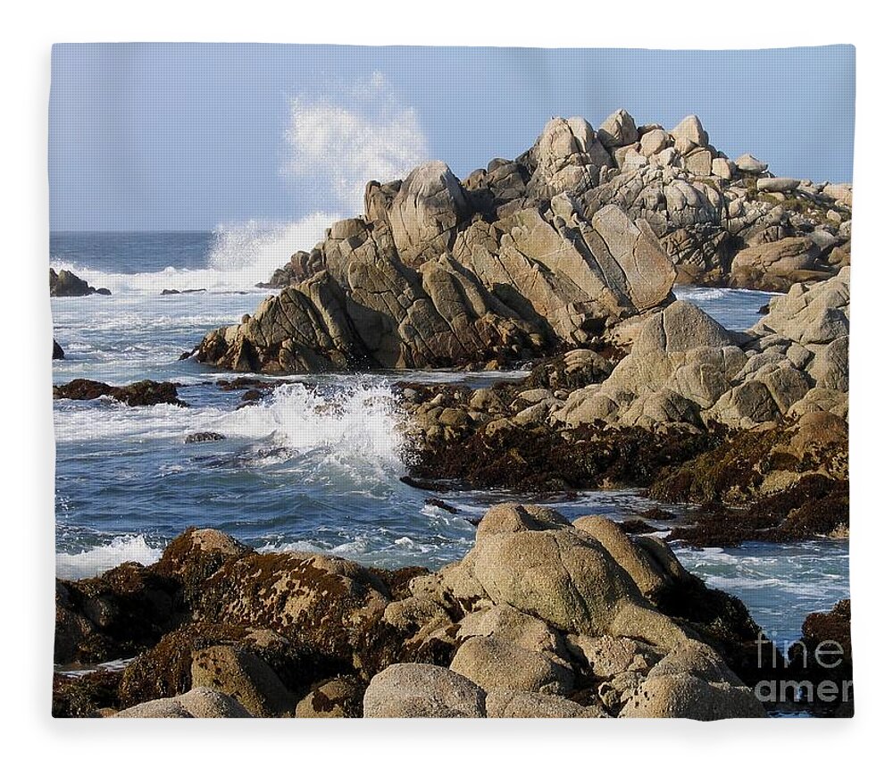 Pacific Grove Fleece Blanket featuring the photograph The Rugged Shore of Pacific Grove by James B Toy
