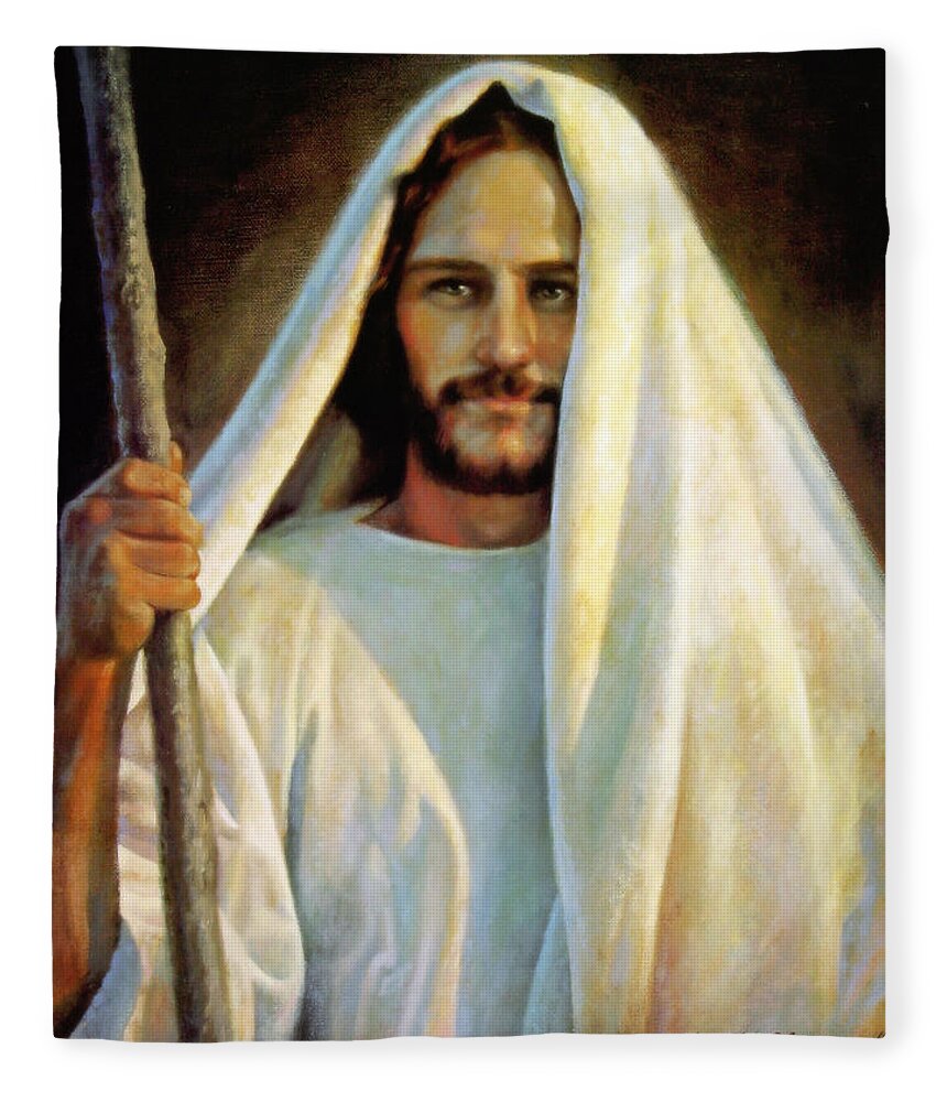 Jesus Fleece Blanket featuring the painting The Savior by Greg Olsen