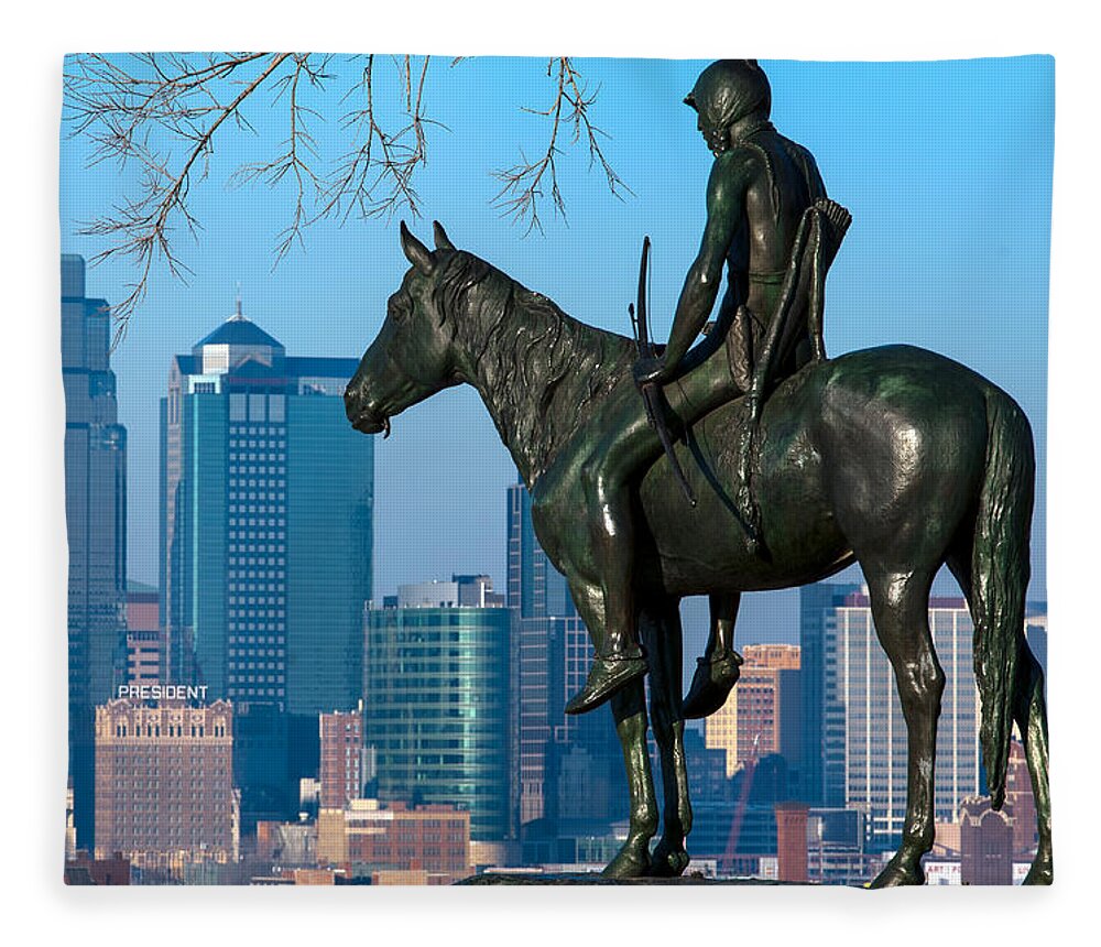 Scout Fleece Blanket featuring the photograph The Scout Statue by Jeff Phillippi