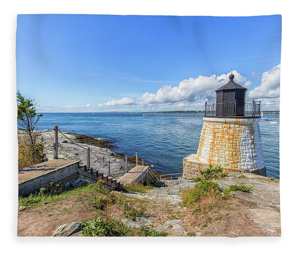 The Stairs To Castle Hill Lighthouse Fleece Blanket featuring the photograph The Stairs To Castle Hill Lighthouse by Brian MacLean