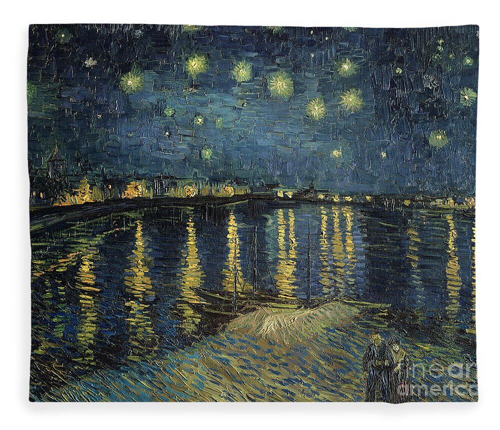 #faatoppicks Fleece Blanket featuring the painting The Starry Night by Vincent Van Gogh