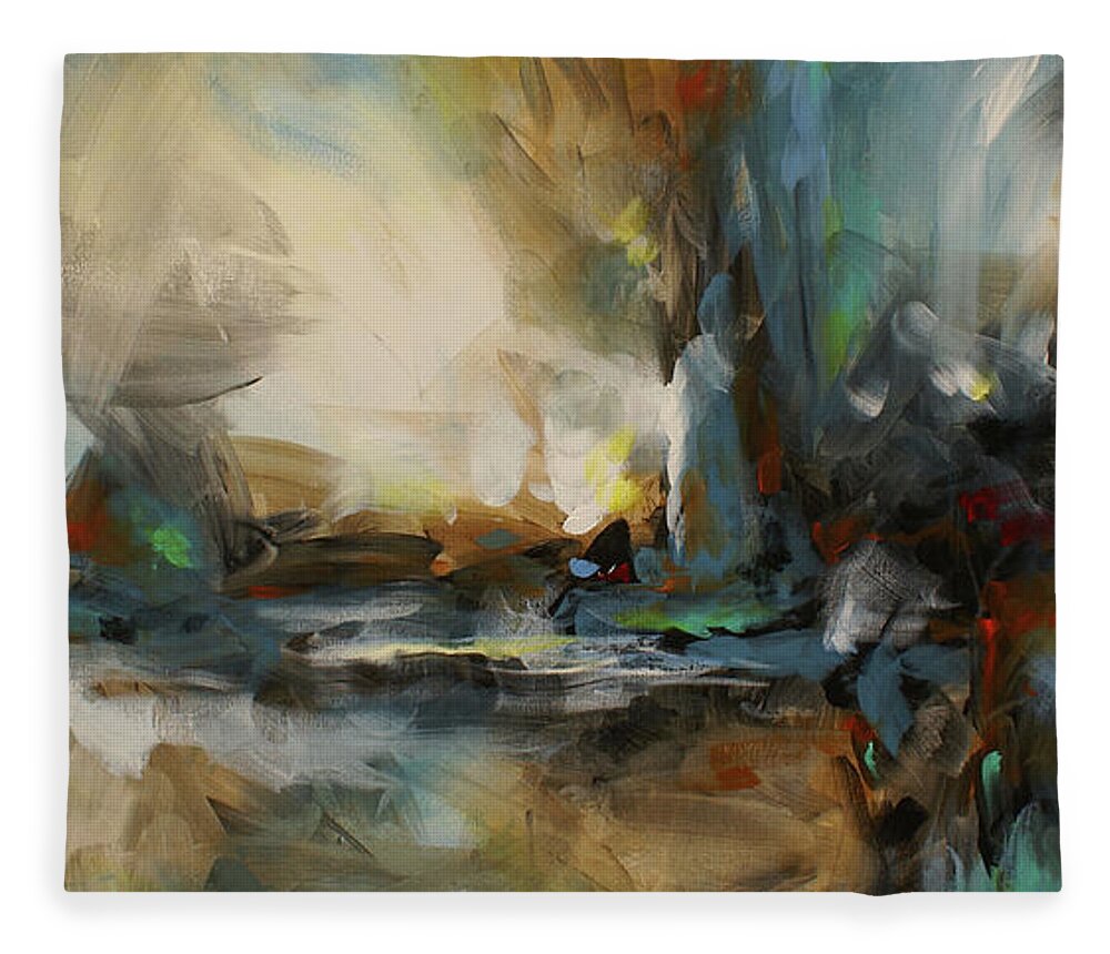Abstract Fleece Blanket featuring the painting The Storm by Michael Lang