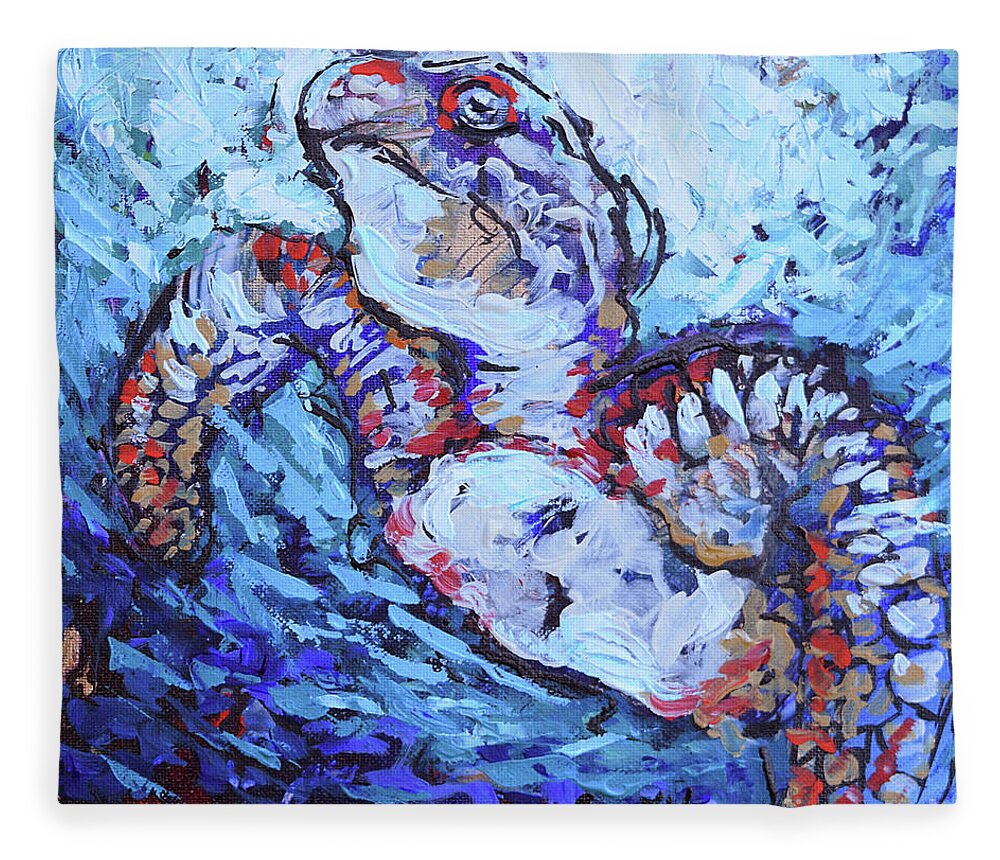  Fleece Blanket featuring the painting The Turtle by Jyotika Shroff