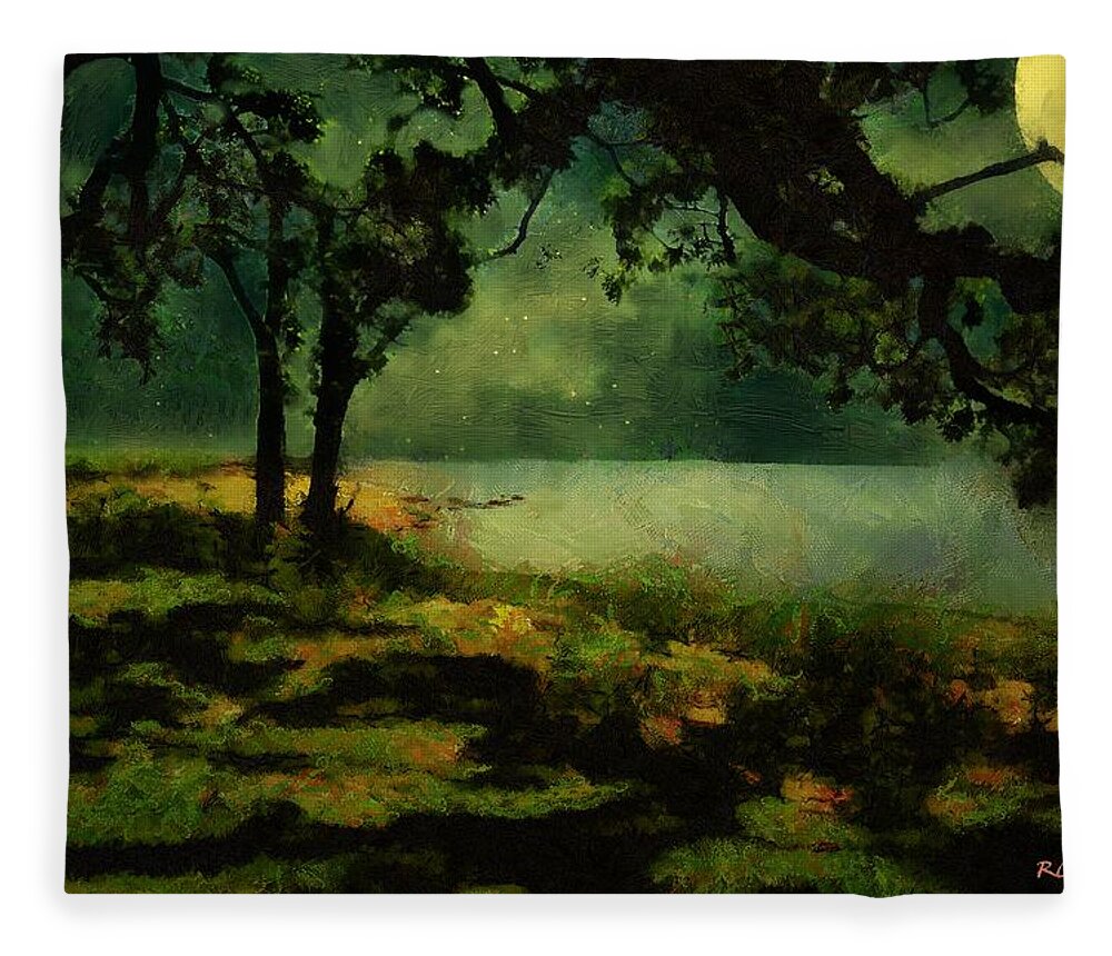 Landscape Fleece Blanket featuring the painting The View from Peter's Bench by RC DeWinter