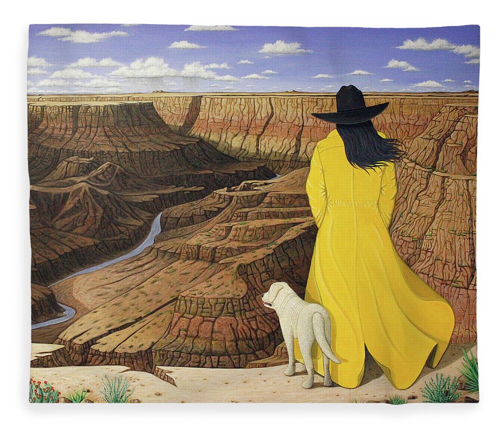 Grand Canyon Fleece Blanket featuring the painting The View by Lance Headlee