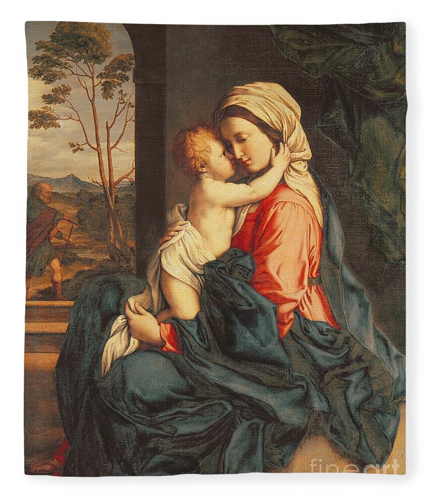 #faatoppicks Fleece Blanket featuring the painting The Virgin and Child Embracing by Giovanni Battista Salvi
