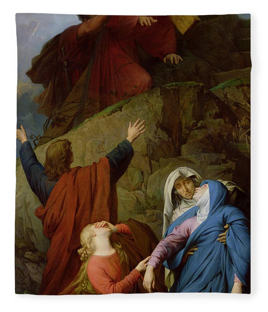 The Virgin Of Calvary Fleece Blanket featuring the painting The Virgin of Calvary by Jules Eugene Lenepveu