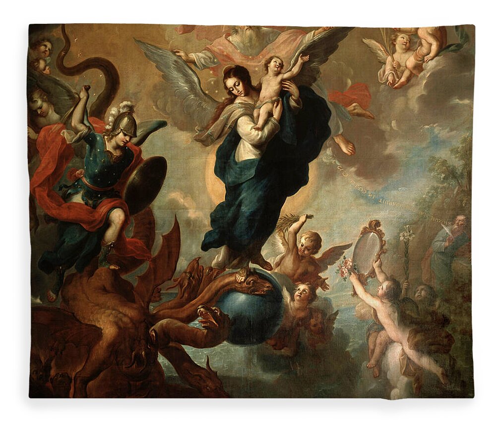 Miguel Cabrera Fleece Blanket featuring the painting The Virgin of the Apocalypse by Miguel Cabrera
