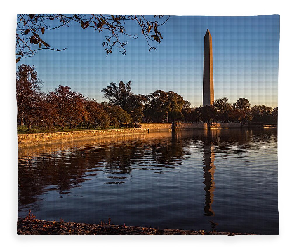Architecture Fleece Blanket featuring the photograph The Washington in Fall by Ed Clark