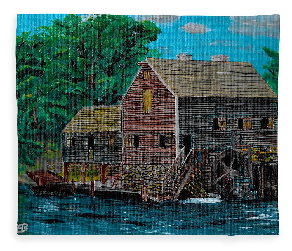 Water Fleece Blanket featuring the painting The Water Mill by David Bigelow